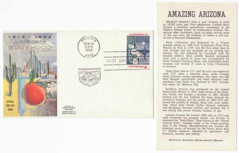 Scott #1192 Arizona Statehood First Day Cover with Info Card