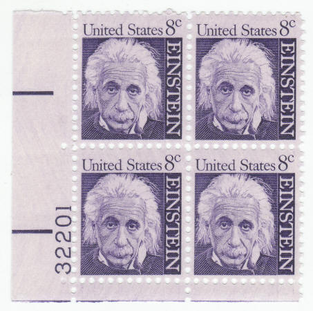 Scott #1285 Albert Einstein Plate Number Block