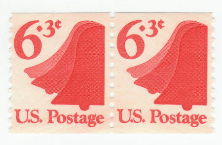 Scott #1518 6.3 cent Liberty Bell Coil Pair