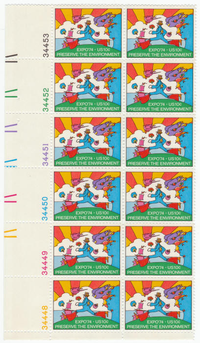 Scott #1527 Expo 74 Worlds Fair Plate Block Peter Max Art