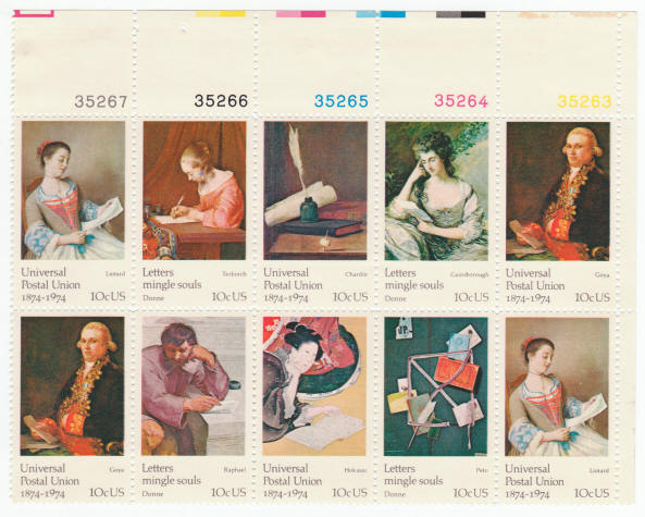 Scott #1530 1537 Universal Postal Union Centennial Plate Block