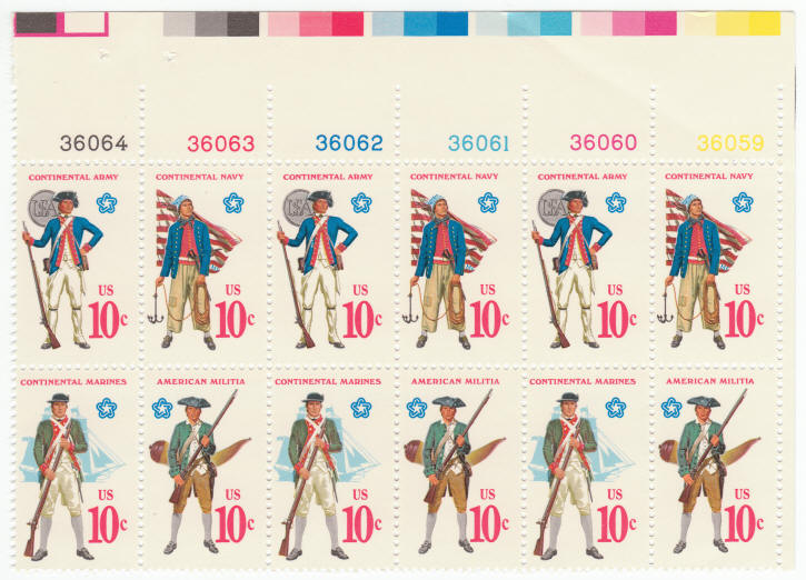 Scott #1565 1568 Uniforms of the Armed Forces Plate Block