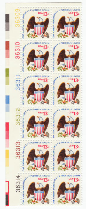 Scott #1596 Great Seal Of The United States Of America Eagle Plate Block