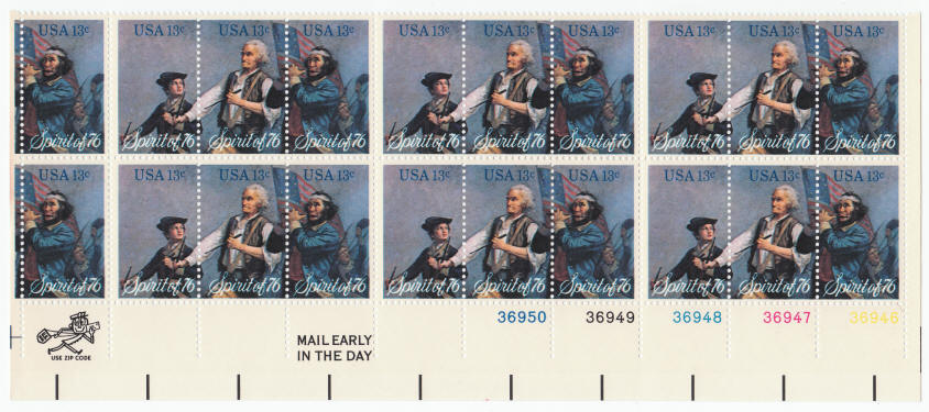 Scott #1629 1630 1631 The Spirit Of 76 Plate Block
