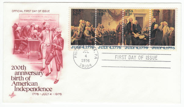 Scott #1691 1694 200th Anniversary Birth of American Independence First Day Cover
