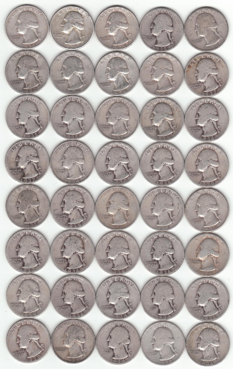 1930s United States Silver Washington Quarters obverse