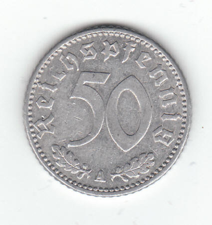 1941A German 50 Reichspfennig Coin Reverse