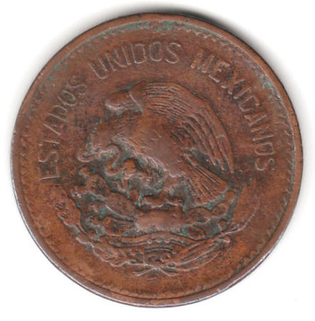 1943 Mexico 20 Centavos Coin obverse