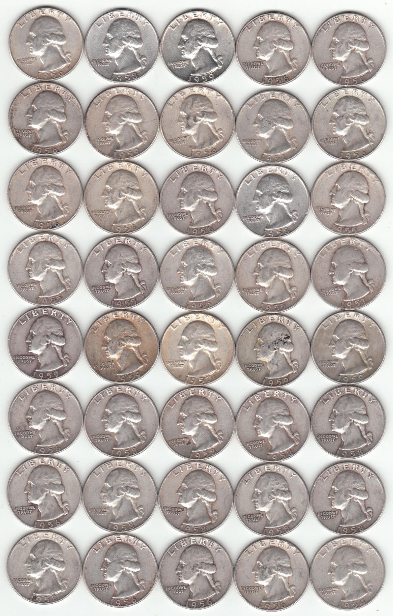 1950s United States Silver Washington Quarters obverse