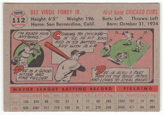 1956 Topps Baseball #112 Dee Fondy