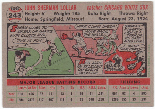 1956 Topps Sherm Lollar #243