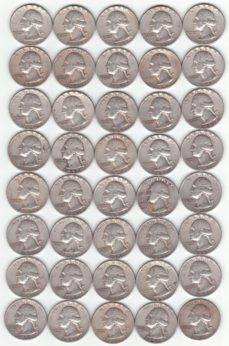 1957 United States Silver Washington Quarters obverse