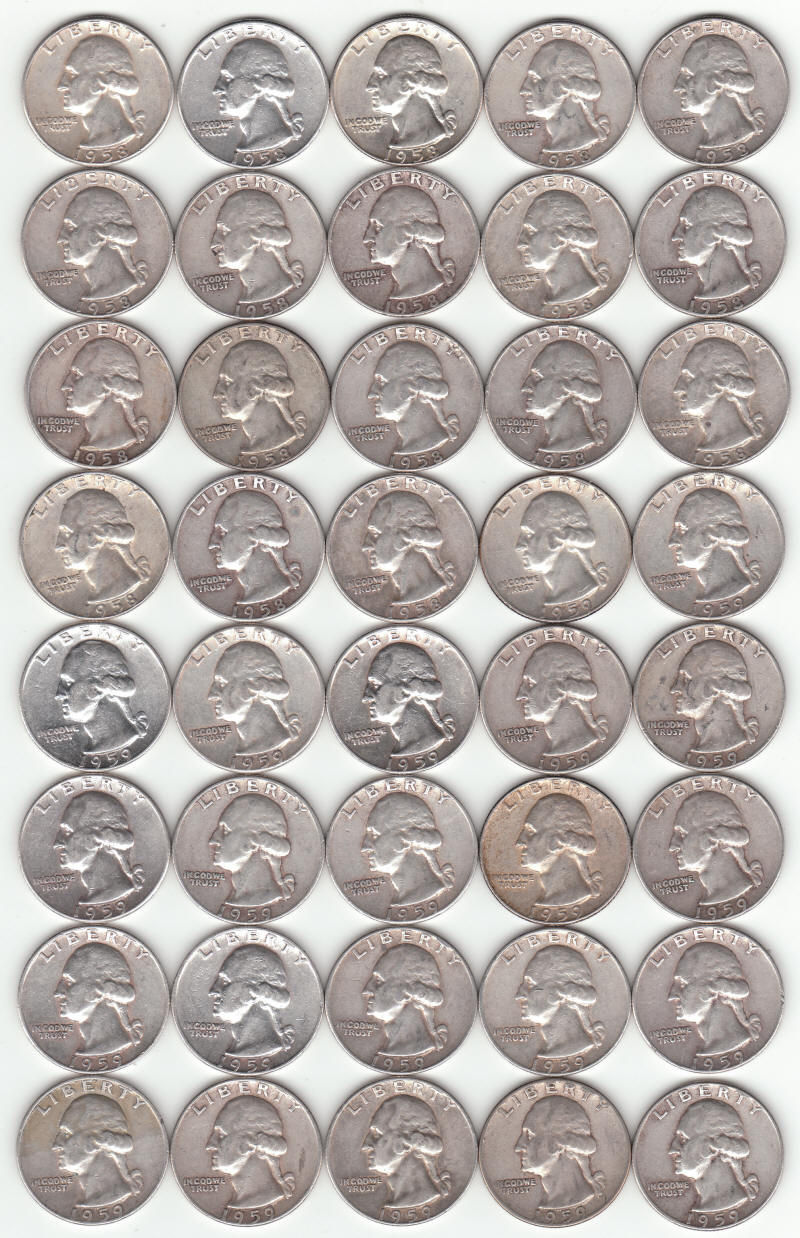 1958 1959 United States Silver Washington Quarters obverse