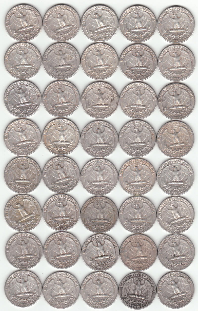 1960 United States Silver Washington Quarters reverse