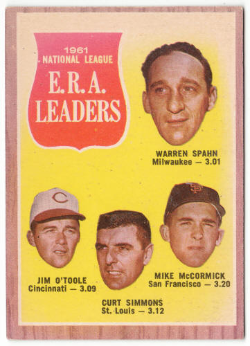 1962 Topps #56 NL ERA Leaders front