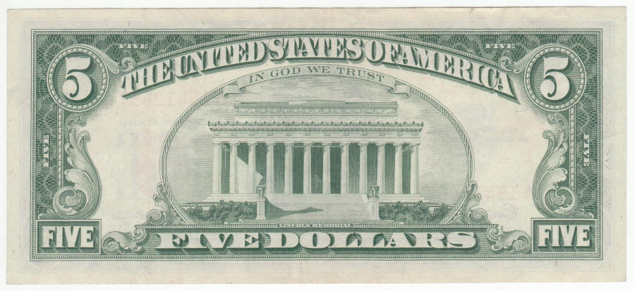 1963 US Lincoln Five Dollar United States Note