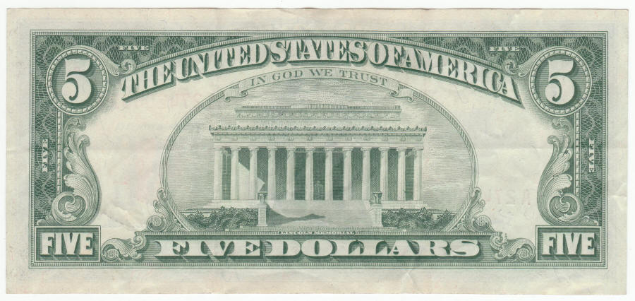 1963 US Lincoln Five Dollar United States Note