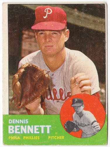 1963 Topps Baseball #56 Dennis Bennett Rookie Card