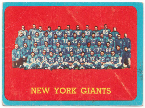 1963 Topps Football #60 New York Giants Team Card
