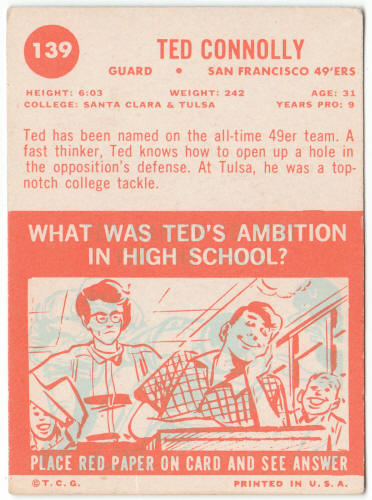 1963 Topps Football #139 Ted Connolly Rookie Card