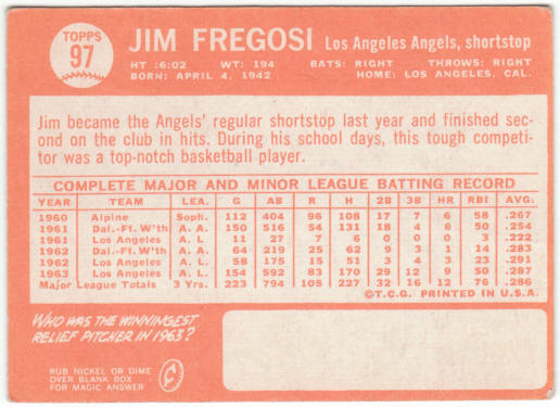 1964 Topps Baseball #97 Jim Fregosi front