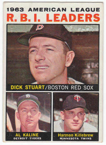 1964 Topps AL RBI Leaders Dick Stuart Al Kaline Harmon Killebrew #12 front