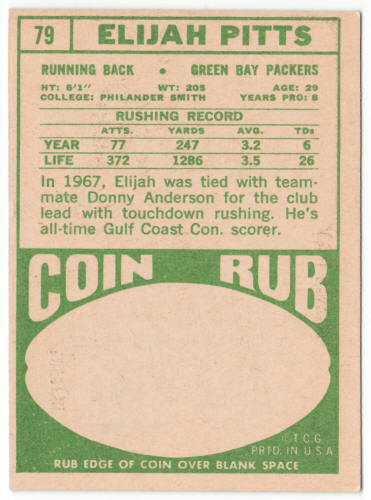 1968 Topps Football #79 Elijah Pitts