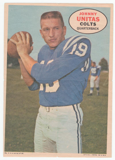1968 Topps Johnny Unitas Insert Poster #1