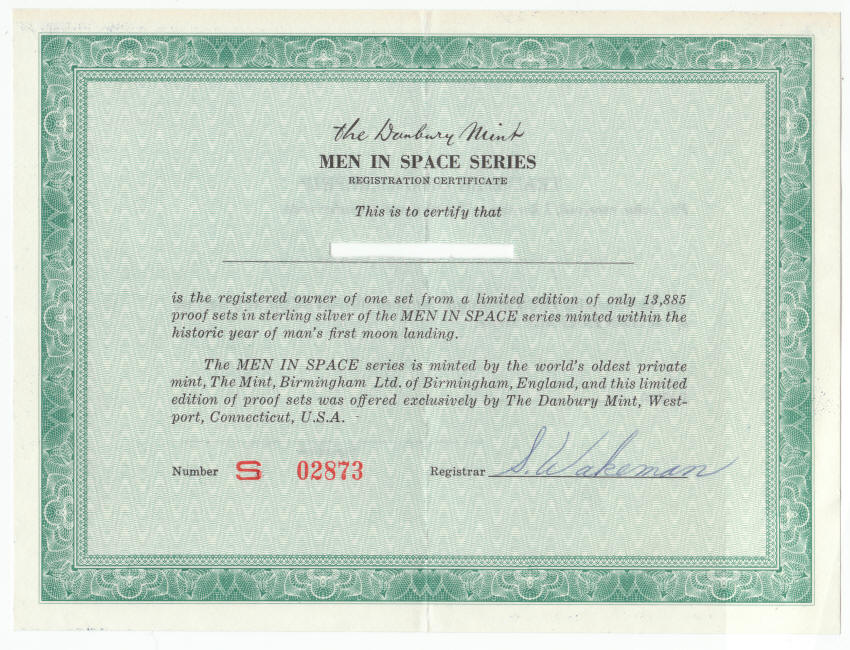 1969 Men In Space Series Sterling Silver Proof Set COA