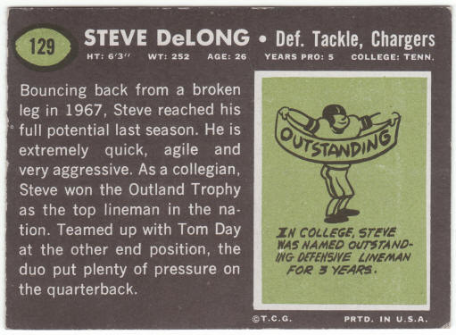 1969 Topps Football #129 Steve DeLong
