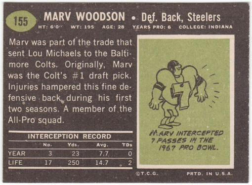 1969 Topps Football #155 Marv Woodson