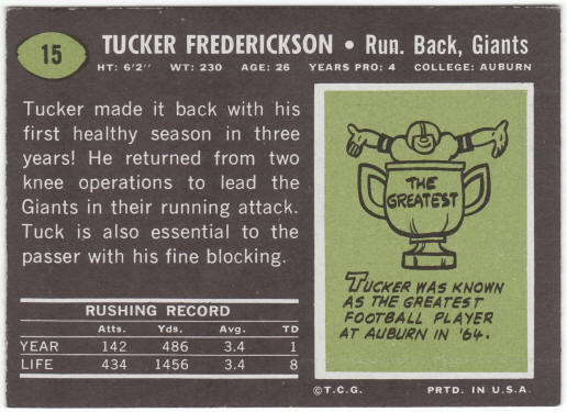 1969 Topps Football #15 Tucker Frederickson