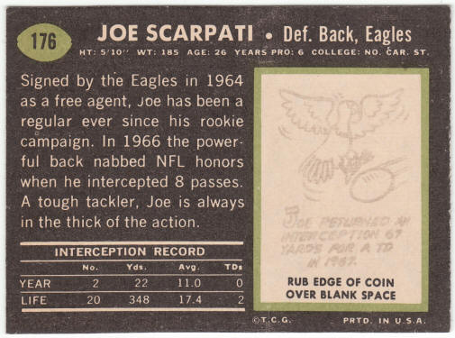 1969 Topps Football #176 Joe Scarpati