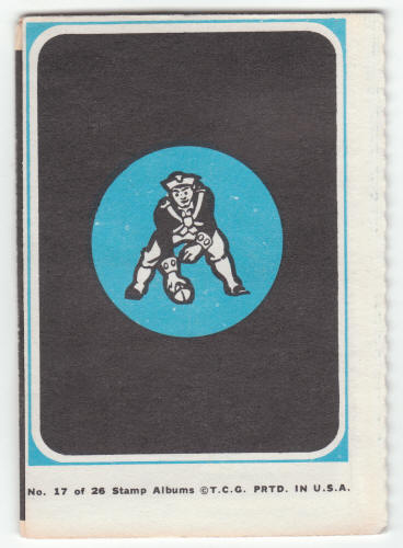1969 Topps Boston Patriots 4-in-1 Mini-Card Album #17 back