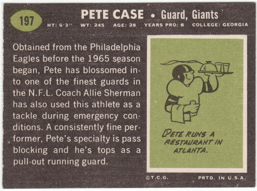 1969 Topps Football #197 Pete Case