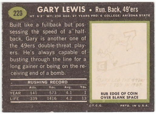 1969 Topps Football #226 Gary Lewis