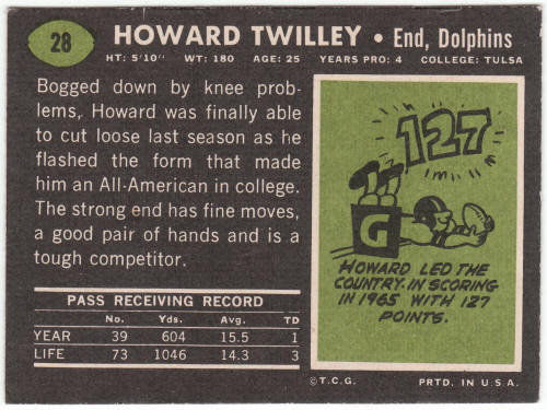 1969 Topps Football #28 Howard Twilley