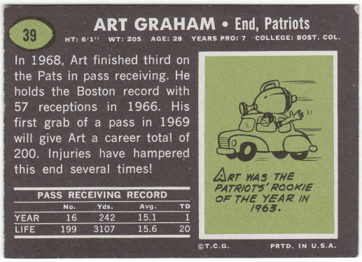 1969 Topps Football #39 Art Graham
