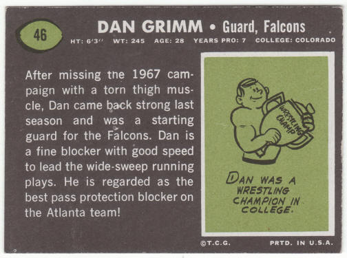 1969 Topps Football #46 Dan Grimm