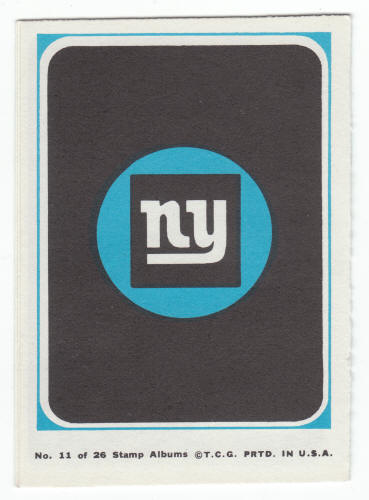 1969 Topps New York Giants 4-in-1 Mini-Card Album #11 back