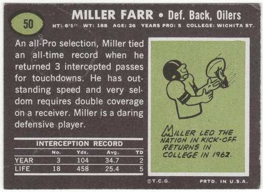 1969 Topps Football #50 Miller Farr