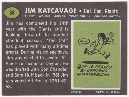 1969 Topps Football #84 Jim Katcavage