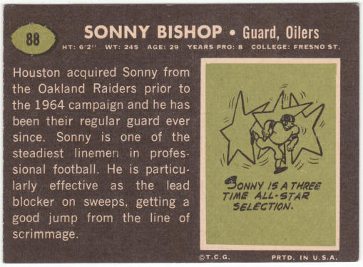 1969 Topps Football #88 Sonny Bishop