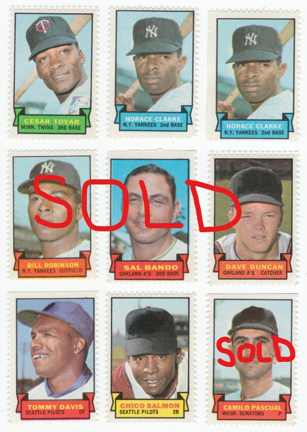 1969 Topps Baseball Stamps Tovar Clarke Davis Salmon