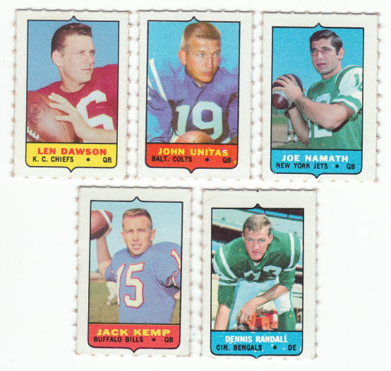 1969 Topps Football 4 In 1 Card Singles fronts