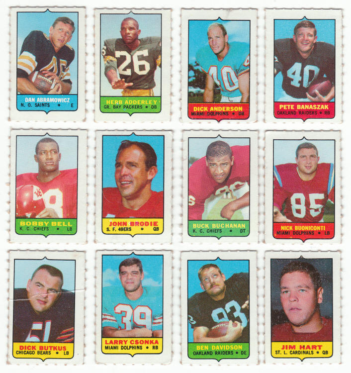 1969 Topps Football 4 In 1 Card Singles