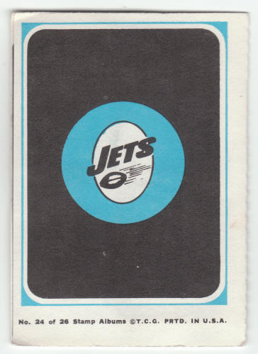 1969 Topps New York Jets 4-in-1 Mini-Card Album #24