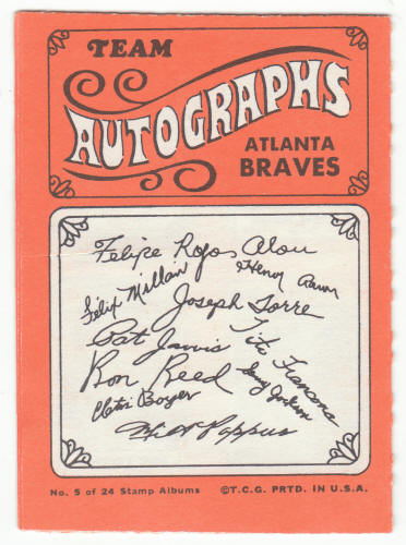 1969 Topps Stamp Album #5 Atlanta Braves back