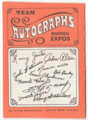 1969 Topps Stamp Album #8 Montreal Expos back