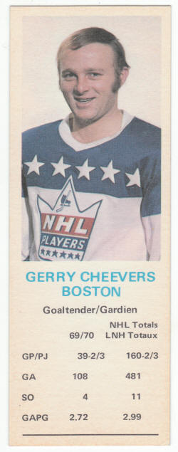 1970-71 Dads Cookies #14 Gerry Cheevers